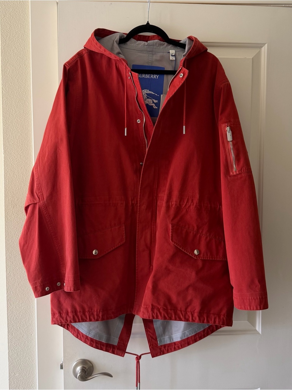 Burberry Men’s Bonded Cotton Parka in Rust, Sz M with tags, Made in Italy, EUC